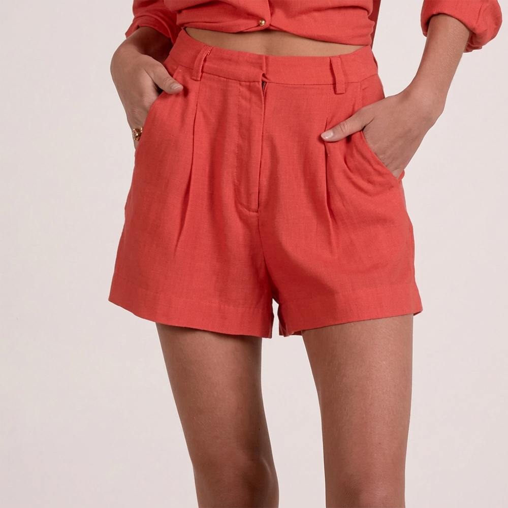 Linen Blend Tailored Shorts