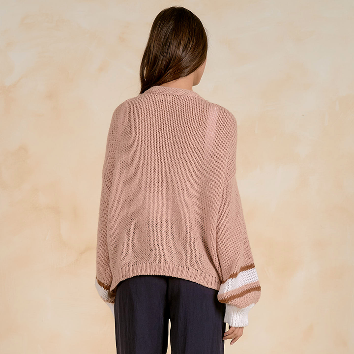 Open Front Bubble Sleeve Cardigan Tan SW11385
