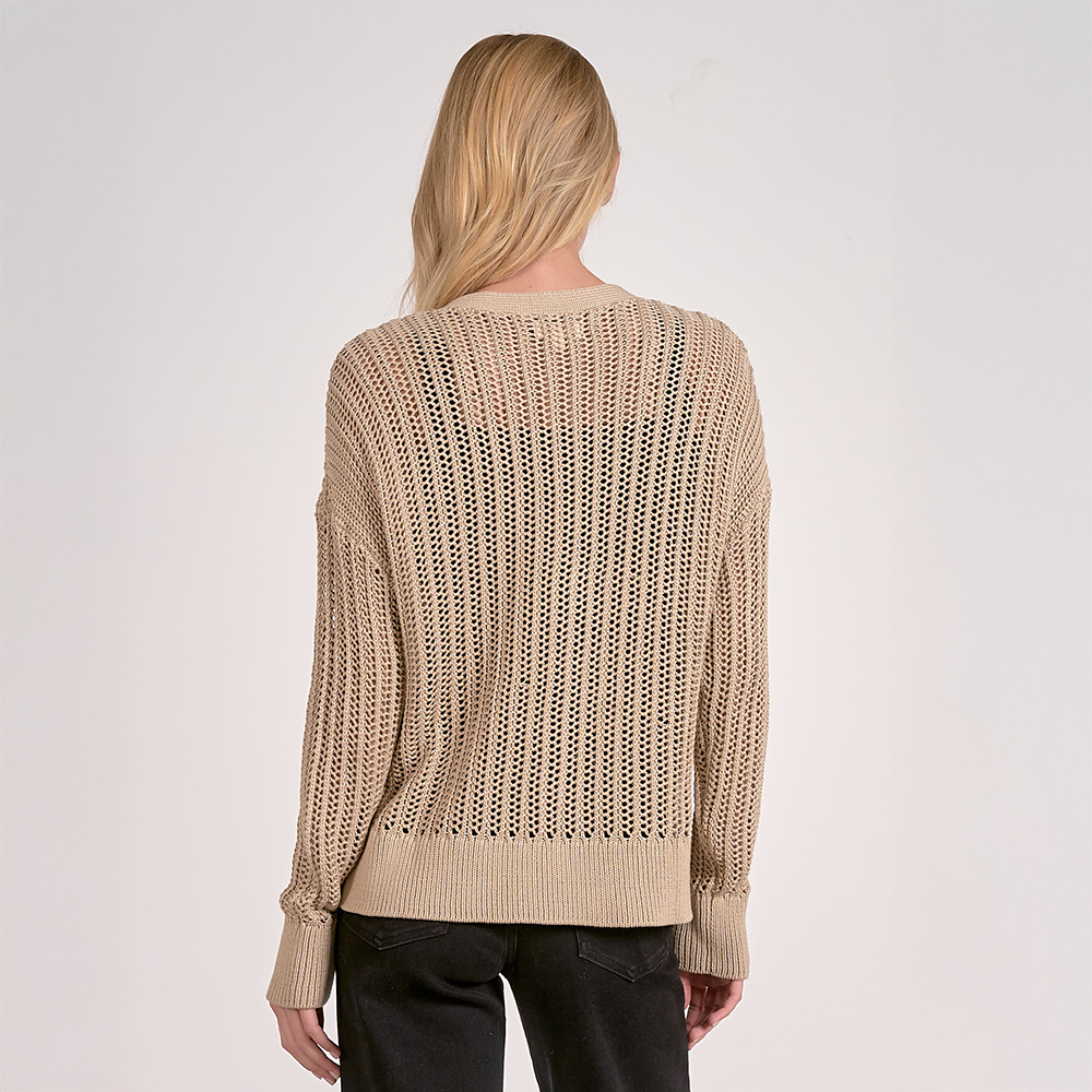 Open Knit Cardigan Taupe