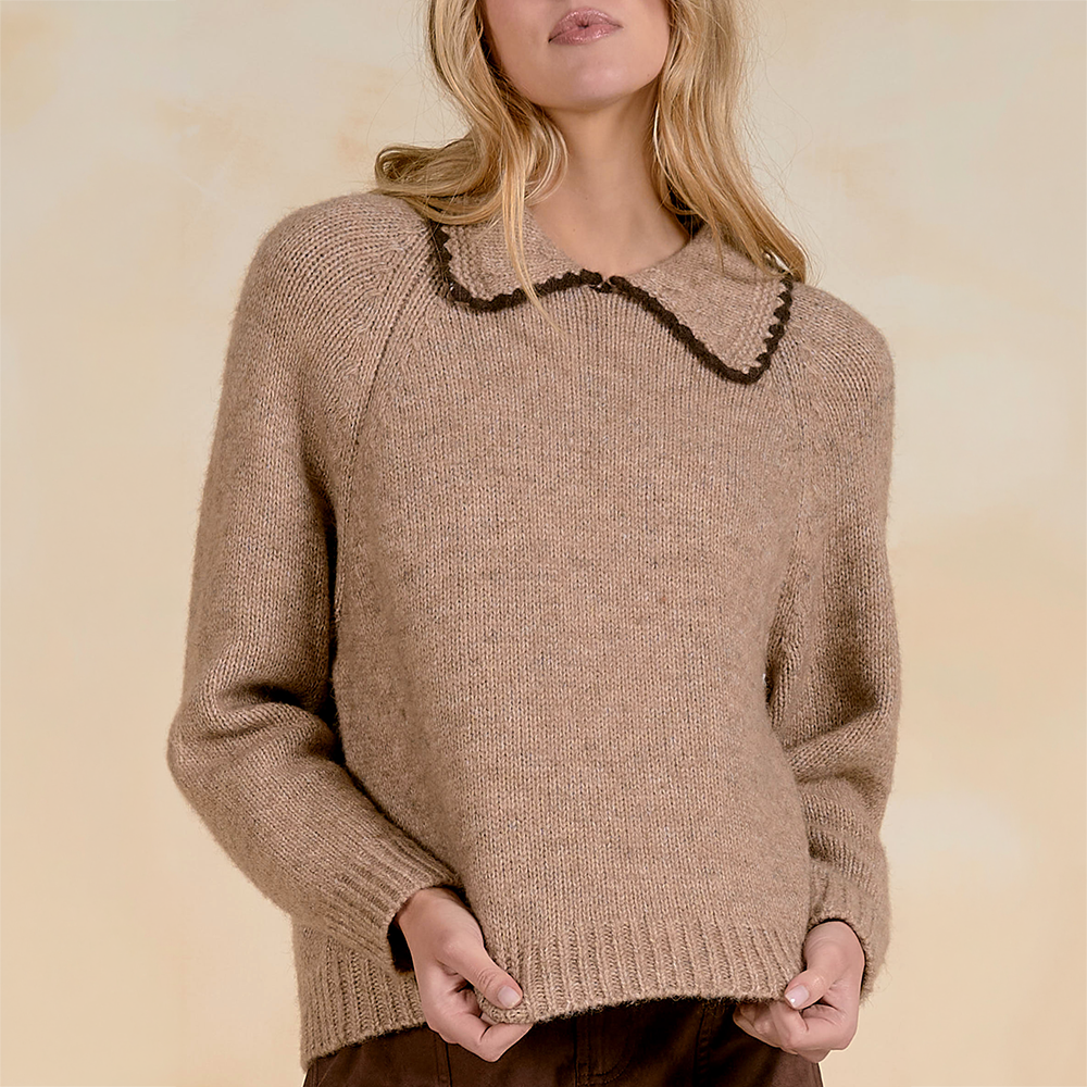 Peter Pan Collar Knit Sweater Mocha SW11752