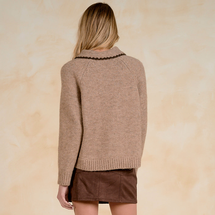 Peter Pan Collar Knit Sweater Mocha SW11752