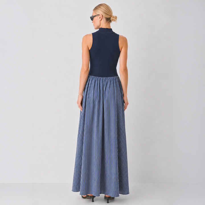 Stripe Maxi Mock Neck Dress CSVS50341