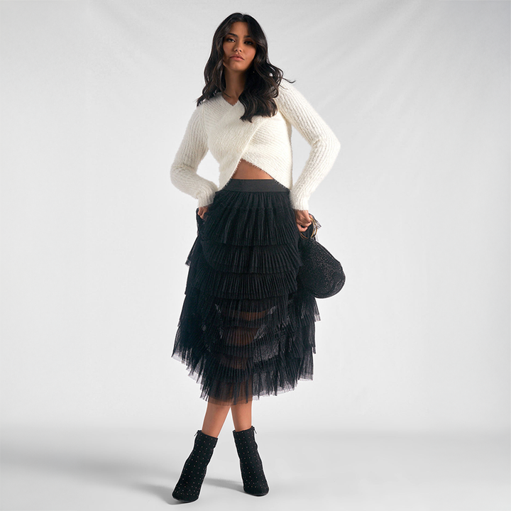 Tiered Tulle Skirt Black