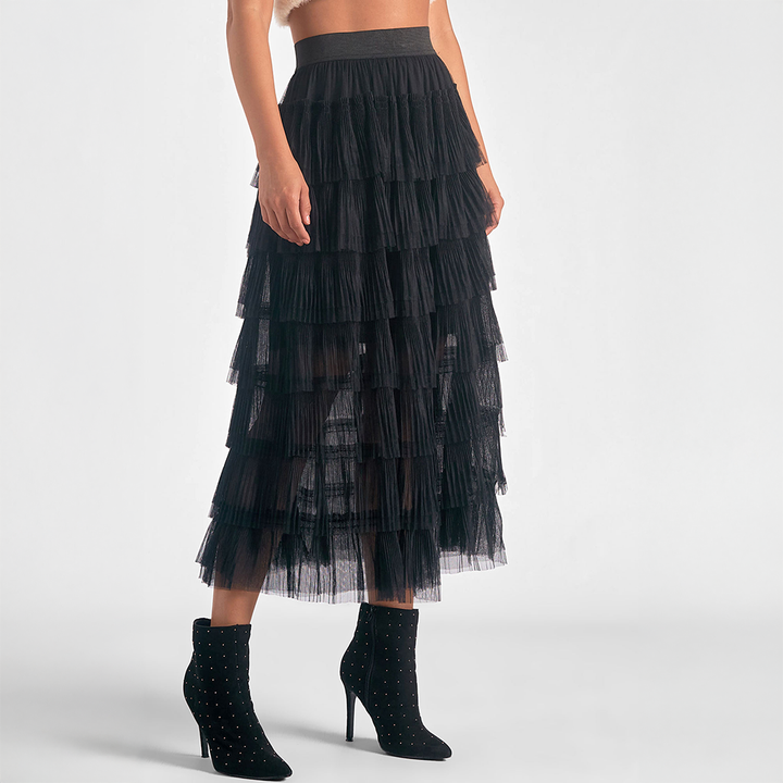 Tiered Tulle Skirt Black