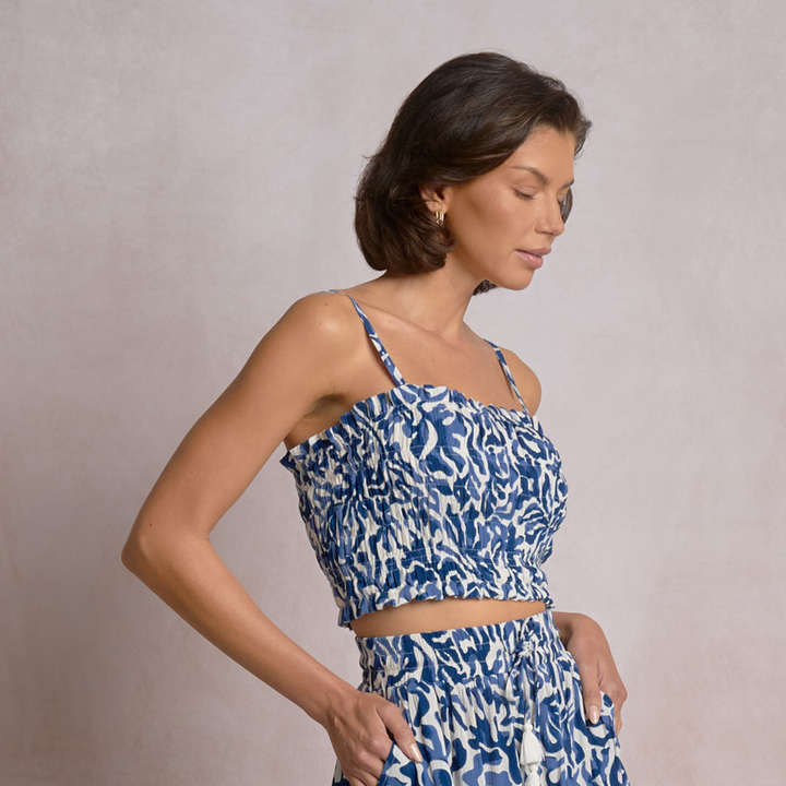 Tropical Crop Top Blue