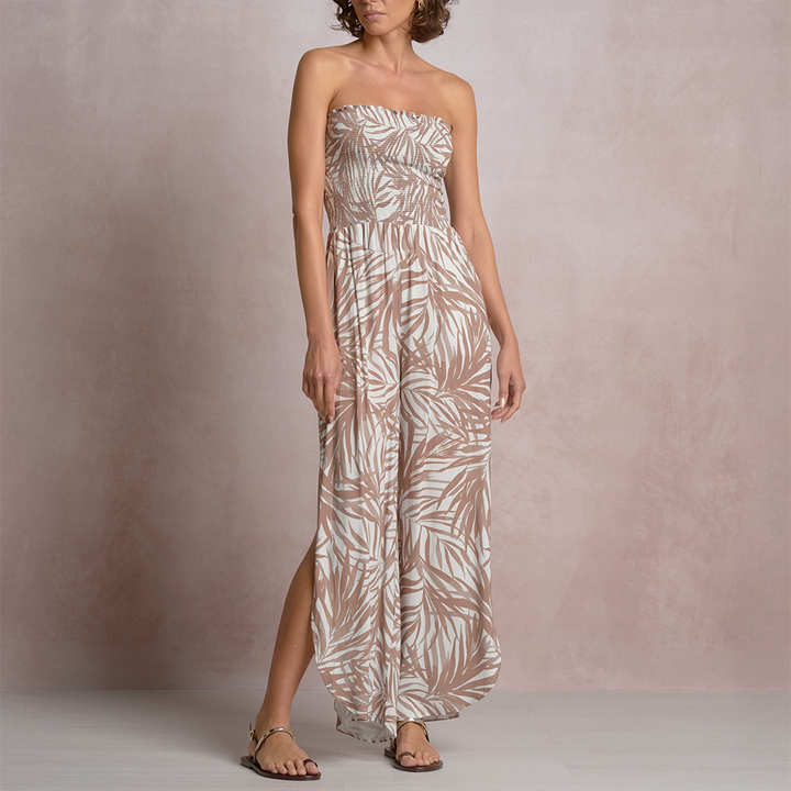 Tropical Getaway Jumpsuit Brown