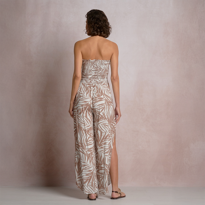 Tropical Getaway Jumpsuit Brown