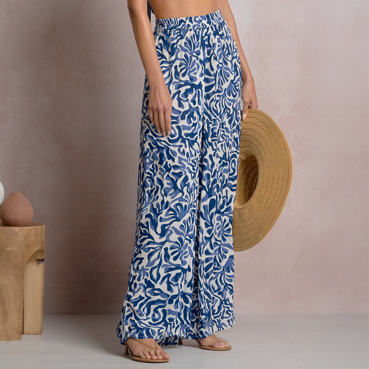 Tropical Wide Leg Pant Blue