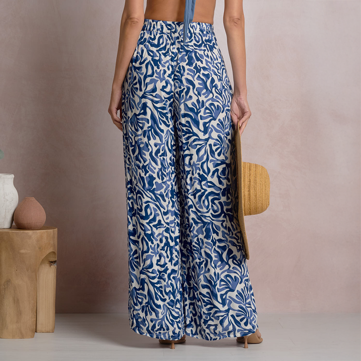 Tropical Wide Leg Pant Blue