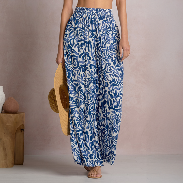 Tropical Wide Leg Pant Blue