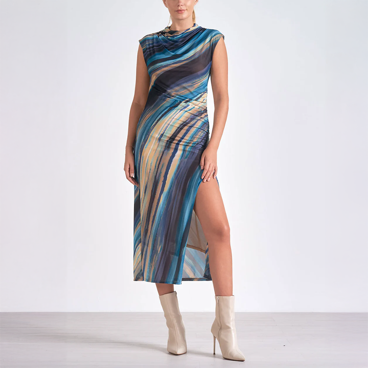 Watercolor Midi Dress Blue Oslo