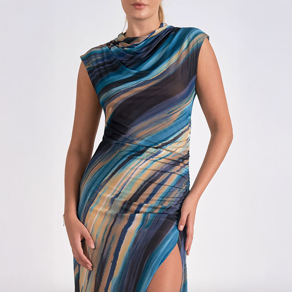 Watercolor Midi Dress Blue Oslo