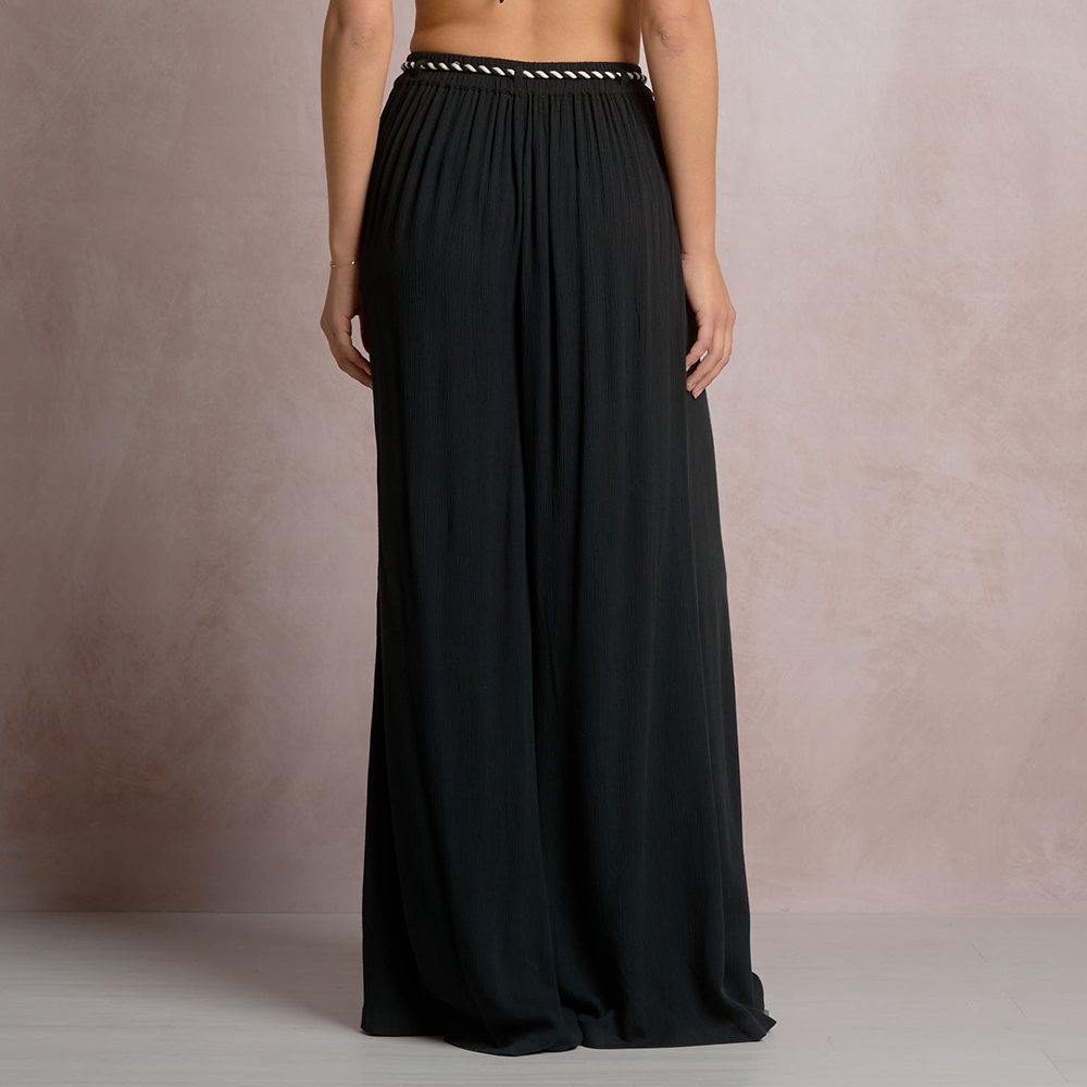 Wide Leg Belted Pant Black