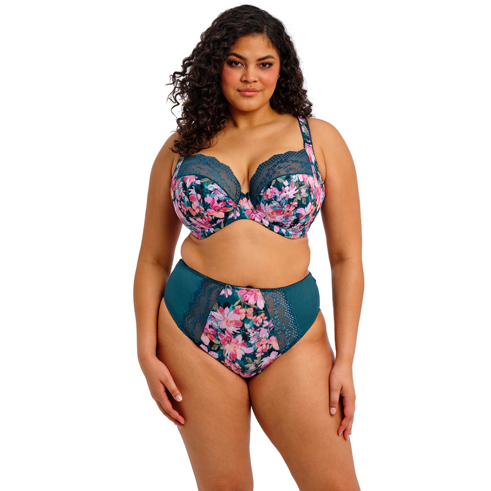 Lucie Underwire Plunge Bra Teal Floral