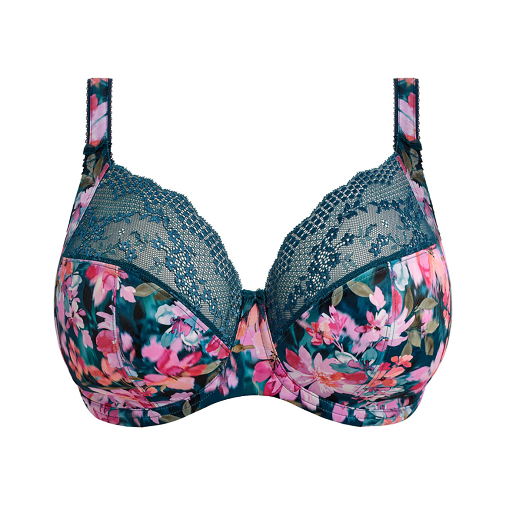 Lucie Underwire Plunge Bra Teal Floral
