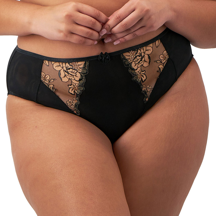 Teagan High Leg Brief Black/Almond