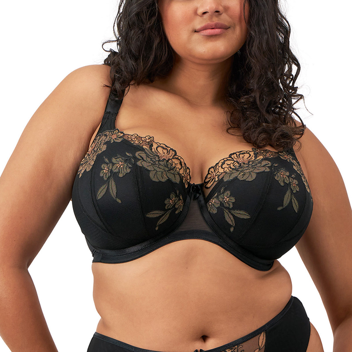 Teagan Underwire Padded Half Cup Bra Black/Almond