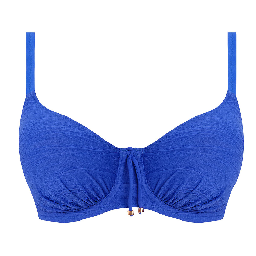 Beach Waves Underwire Gathered Full Cup Bikini Top Ultramarine
