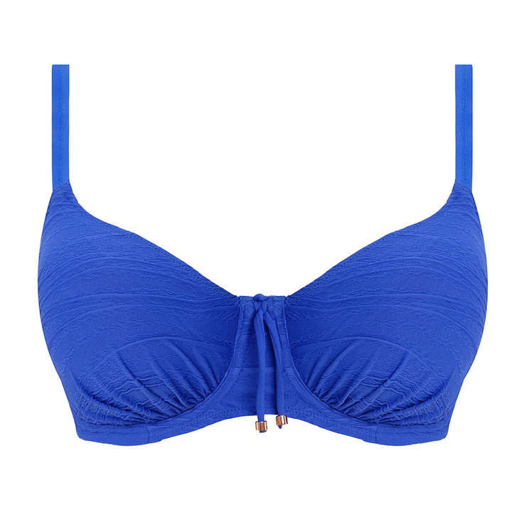 Beach Waves Underwire Gathered Full Cup Bikini Top Ultramarine
