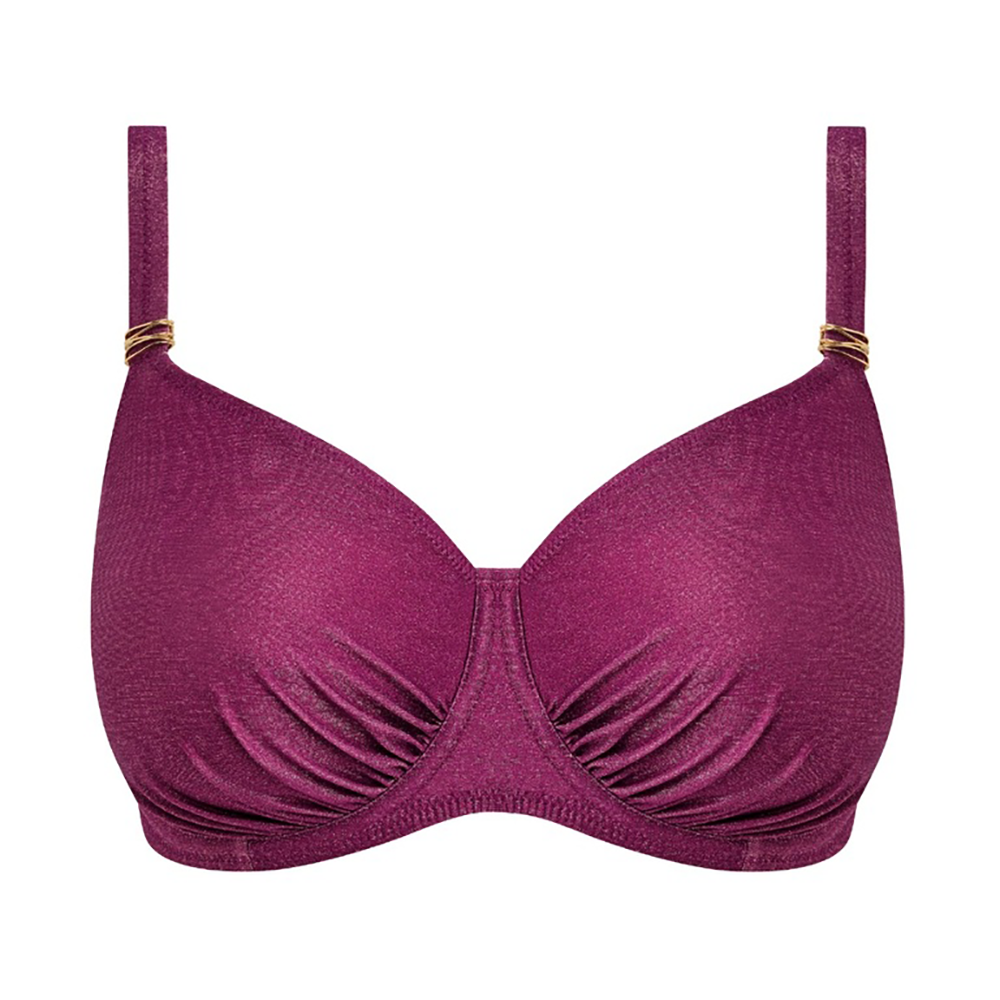 Paros Coast Underwire Gathered Full Cup Bikini Top Berry Shimmer