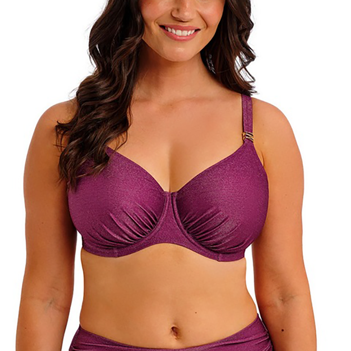 Paros Coast Underwire Gathered Full Cup Bikini Top Berry Shimmer