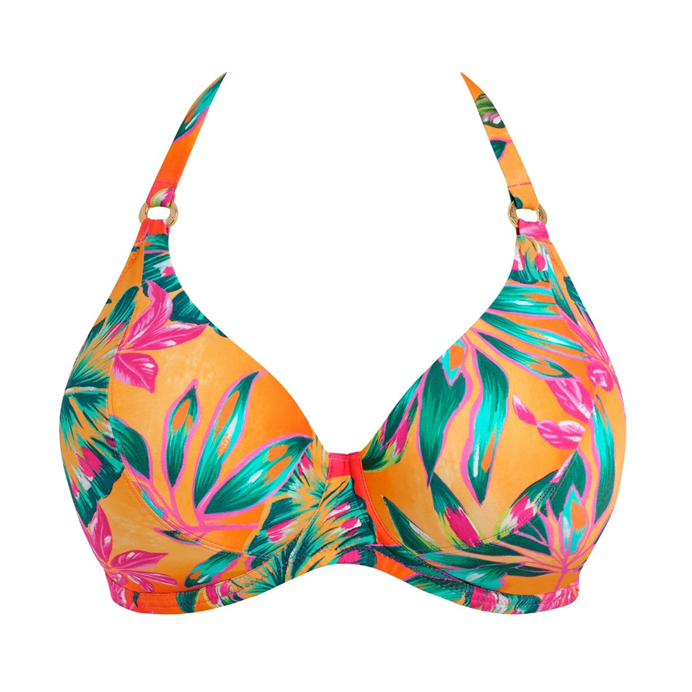 Sunset Reef Underwire Halter Bikini Top Heatwave