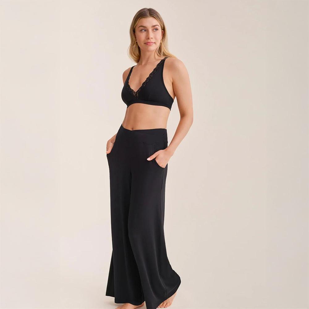 Flare Leg Pant With Pockets Black