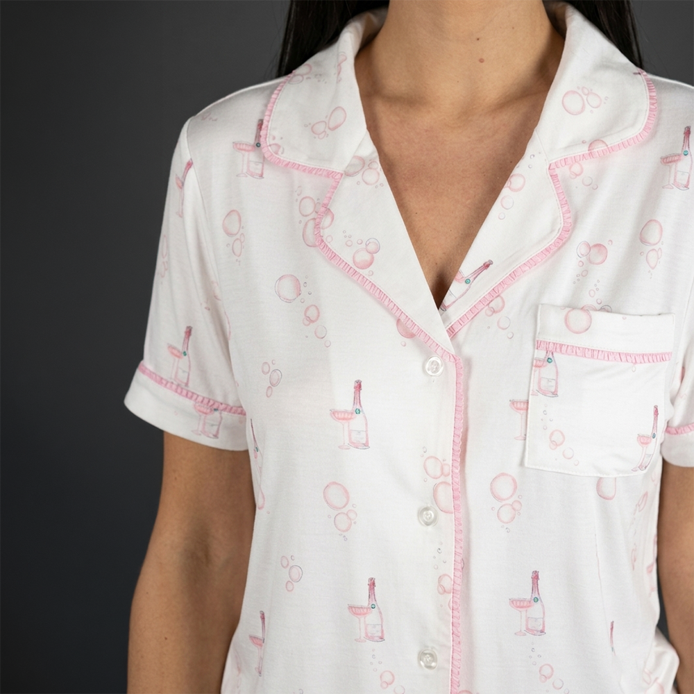 Jolene Short Printed Pajama Set Rose Bubbles