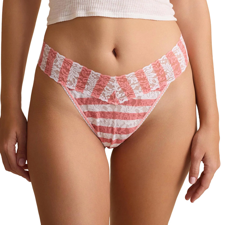 Printed Signature Lace Low Rise Thong