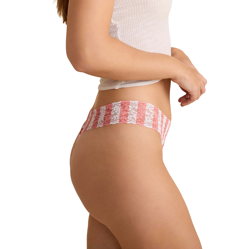 Printed Signature Lace Low Rise Thong