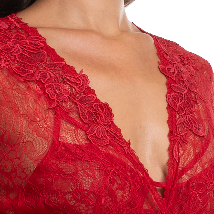 Cassie Lace Wrap Robe Red S7105