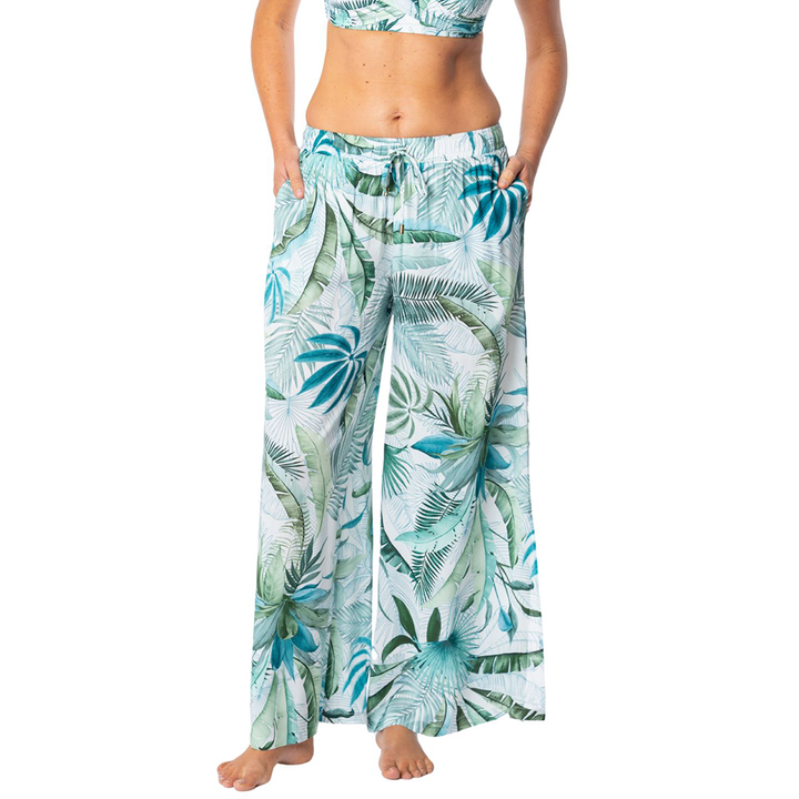 Palm Toile Josephine Pull On Pant White