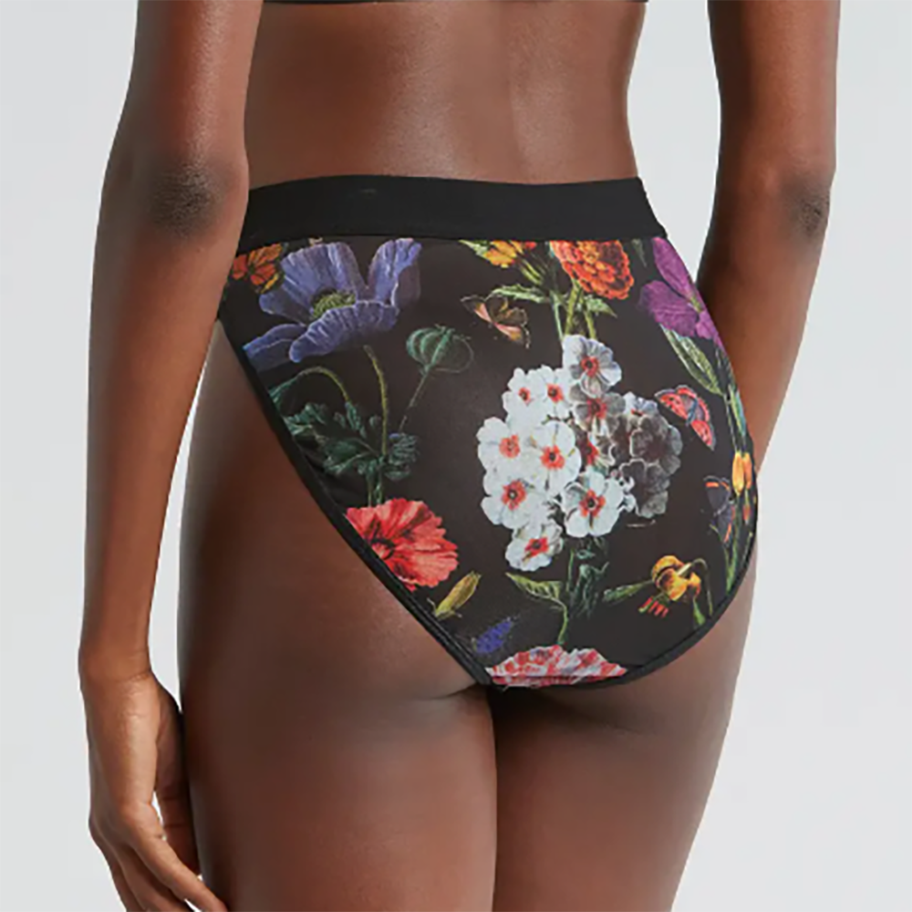 Floral High Cut Mesh Briefs