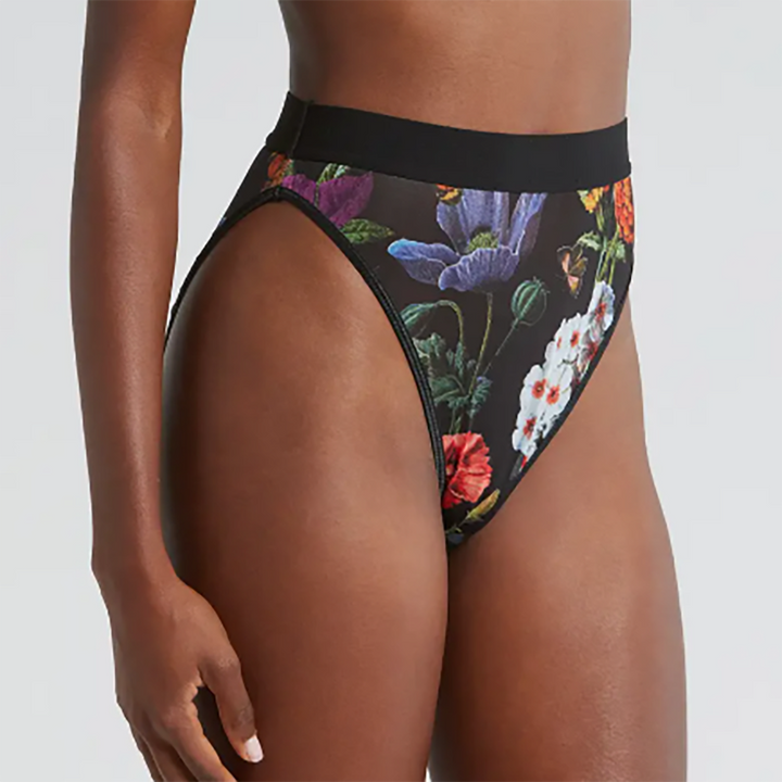 Floral High Cut Mesh Briefs