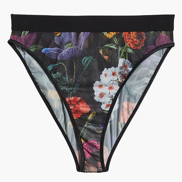 Floral High Cut Mesh Briefs