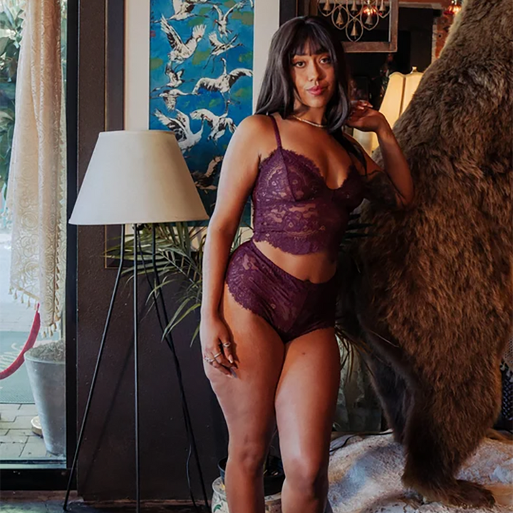 Lace High Waist Hipster Pinot Noir 12391