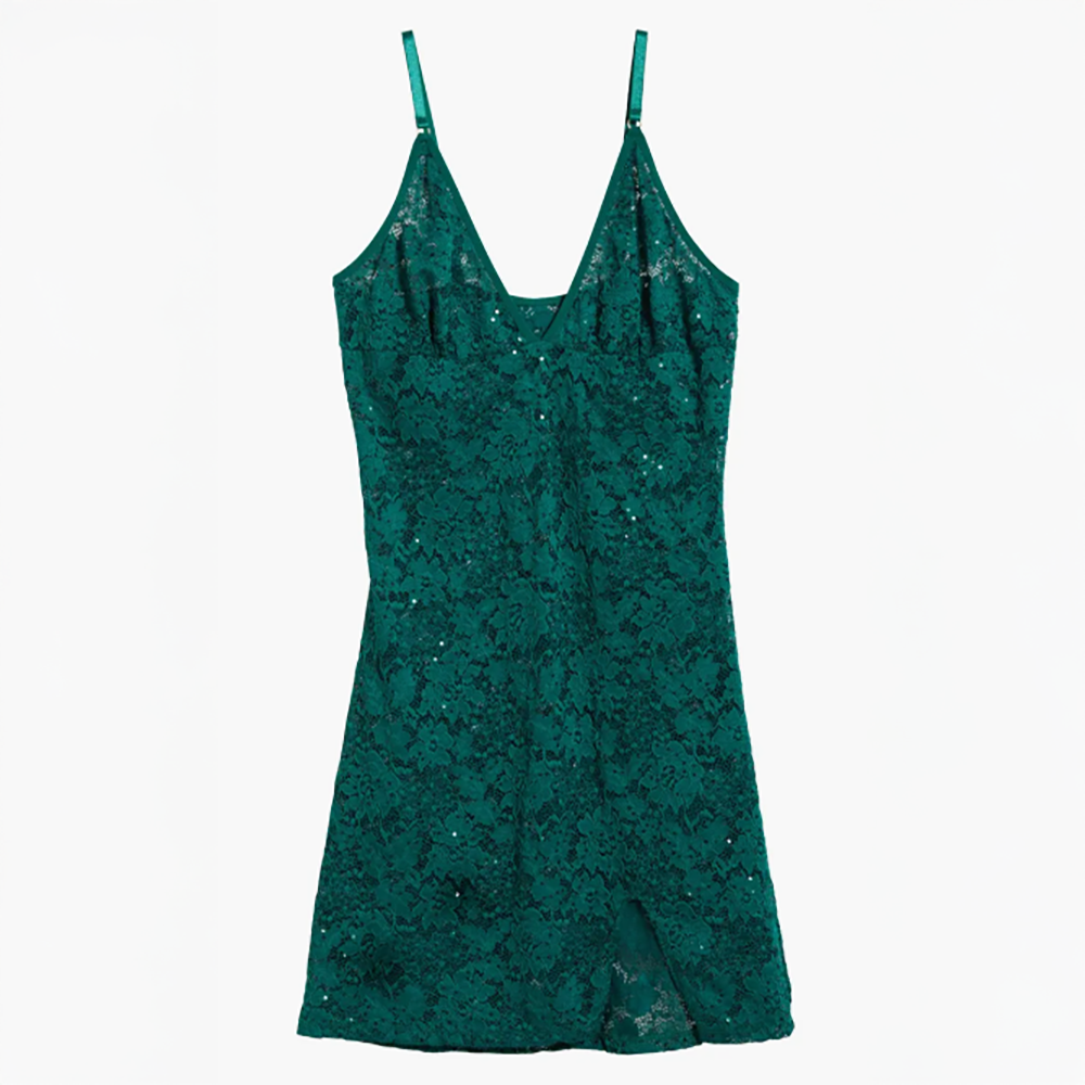 Lace Mini Slip Emerald