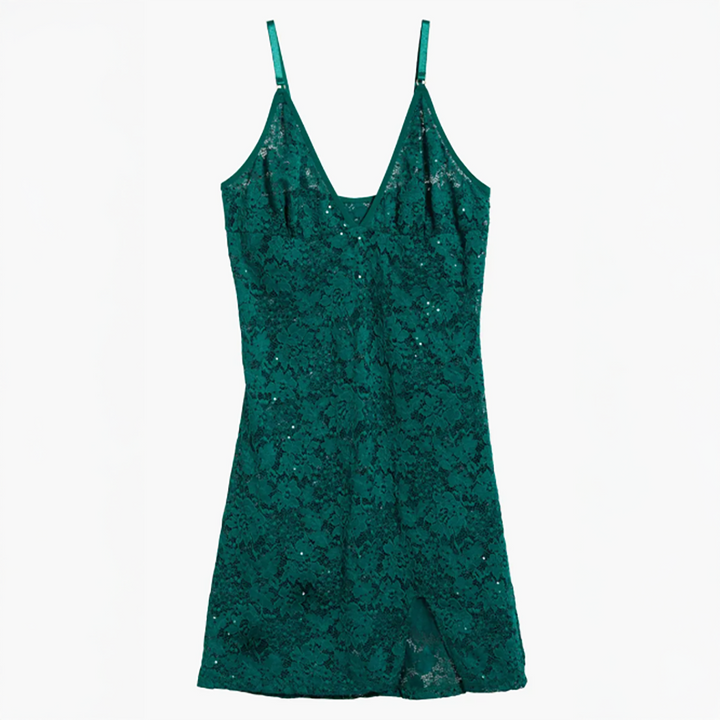 Lace Mini Slip Emerald