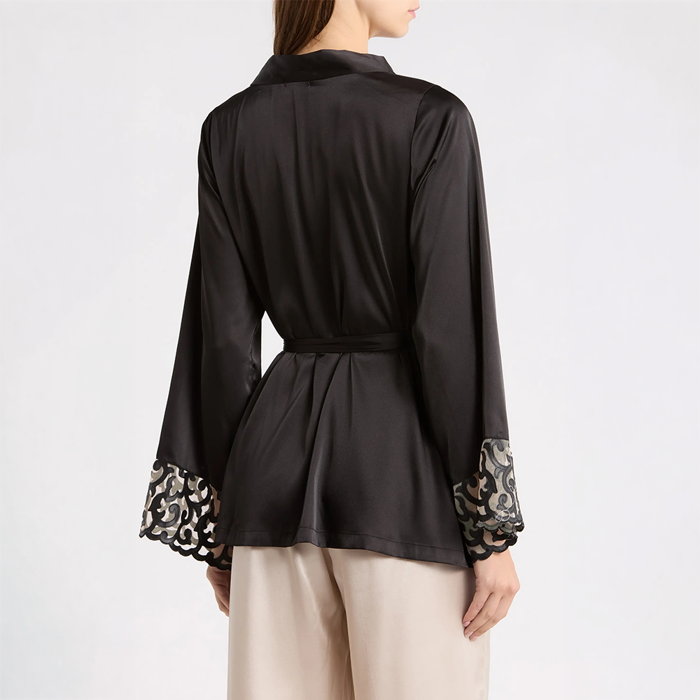 Short Robe Satin &amp; Faux Leather 17125