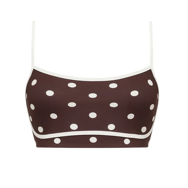 Bandeau With Piping Top Chocolate Dot