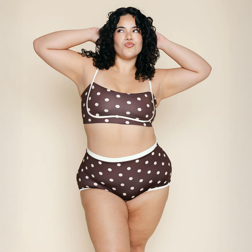 Bandeau With Piping Top Chocolate Dot