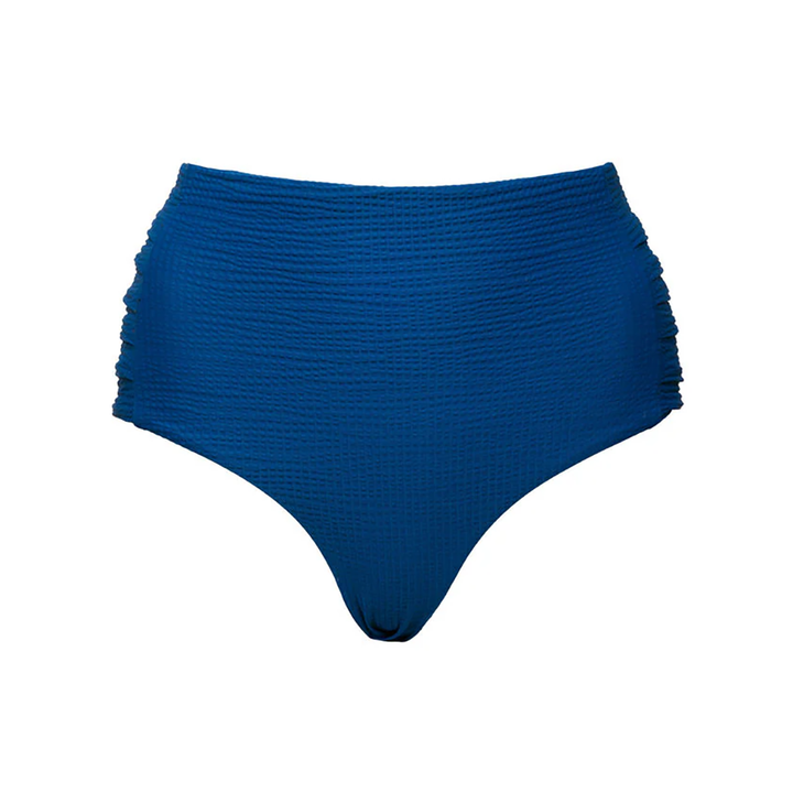 Pleated High Waisted Bottoms Navy Waffle