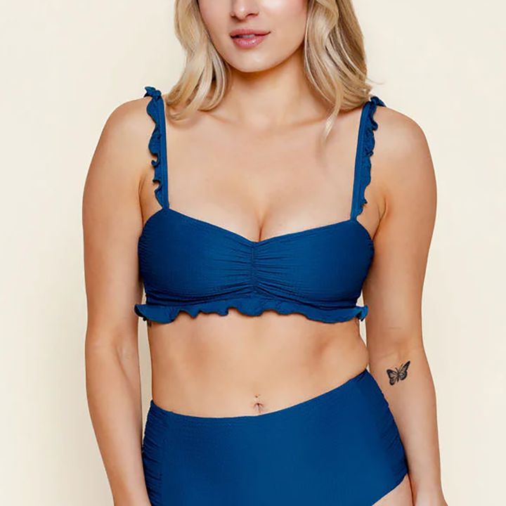 Ruffle Top Navy Waffle