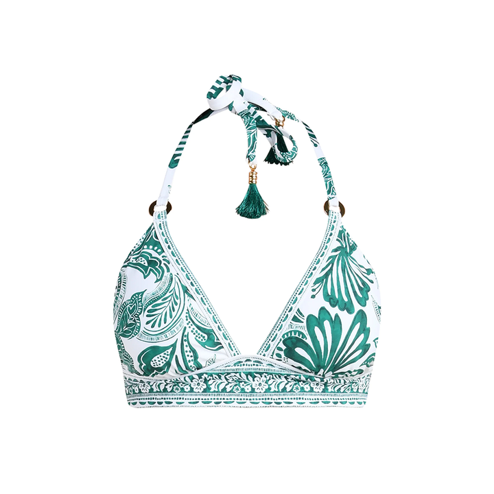 Botanical Brocade Banded Halter Top