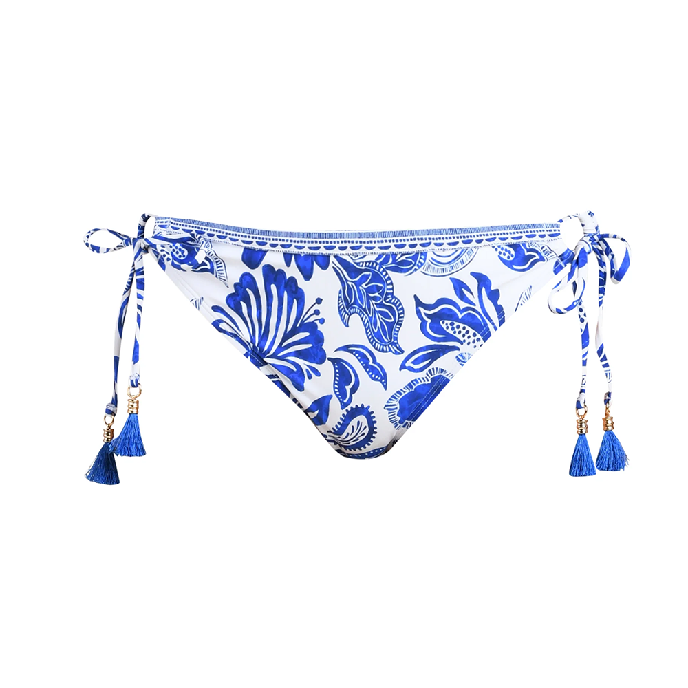 Botanical Brocade Side Tie Hipster Bottom Lapis