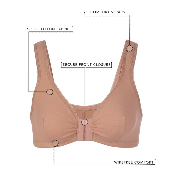 The Meryl Cotton Front Closure Comfort & Sleep Bra Warm Taupe