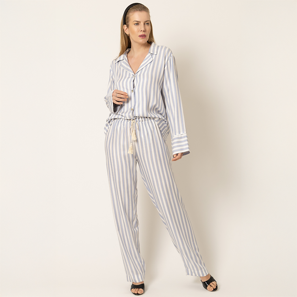 Long Striped Pajamas Blue