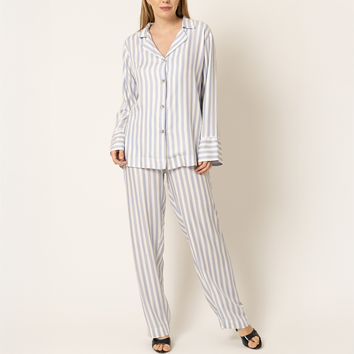 Long Striped Pajamas Blue