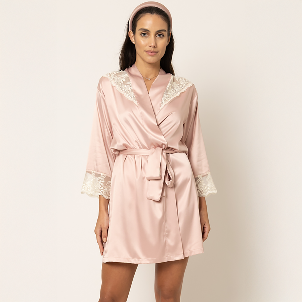 Mila Short Robe Rose