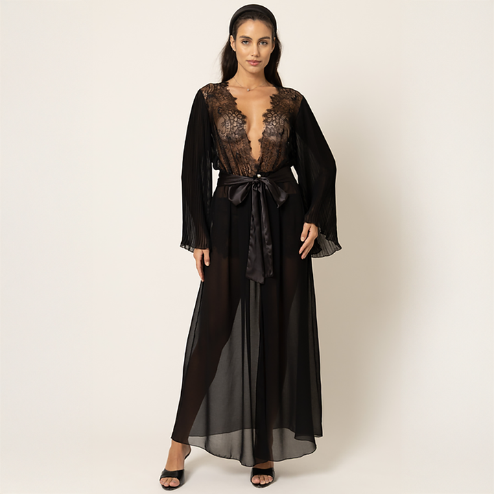 Romantic Long Robe Black